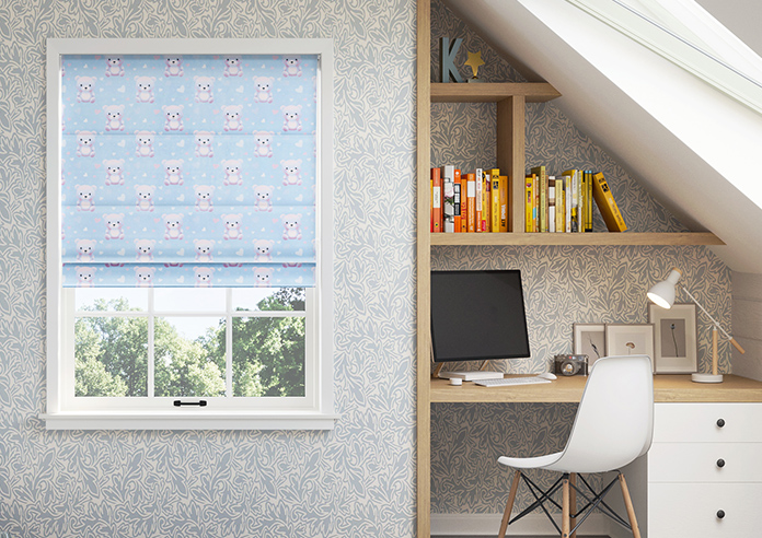 Little Bear, Blue Cotton - Twist&Fit Roman Blind - Image 3